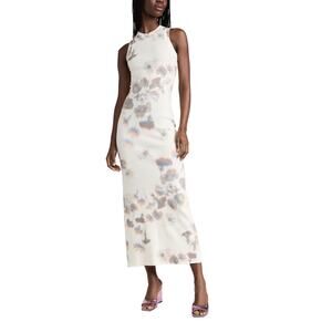 Brandon Maxwell Ribbed White Kalidescope Caro Dress Size S